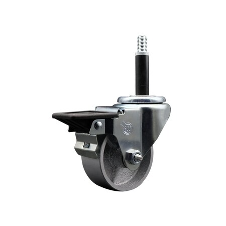 Service Caster 3'' Semi Steel Swivel 3/4'' Expanding Stem Caster with Brake SCC-EX20S314-SSS-PLB-34